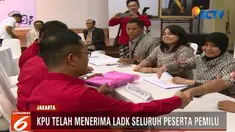 16 partai politik peserta pemilu dan dua pasangan calon presiden dan wapres telah menyerahkan berkas-berkas LADK.