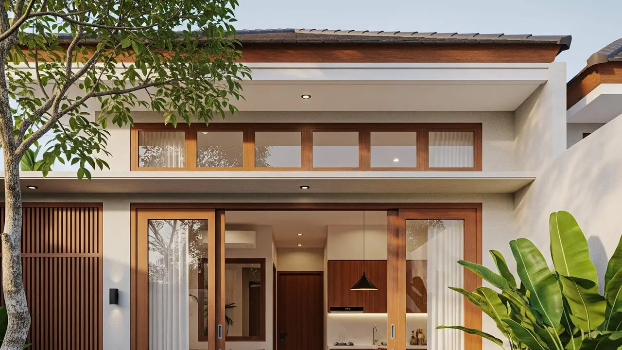 Desain Rumah Kecil Tropis dengan Taman Belakang