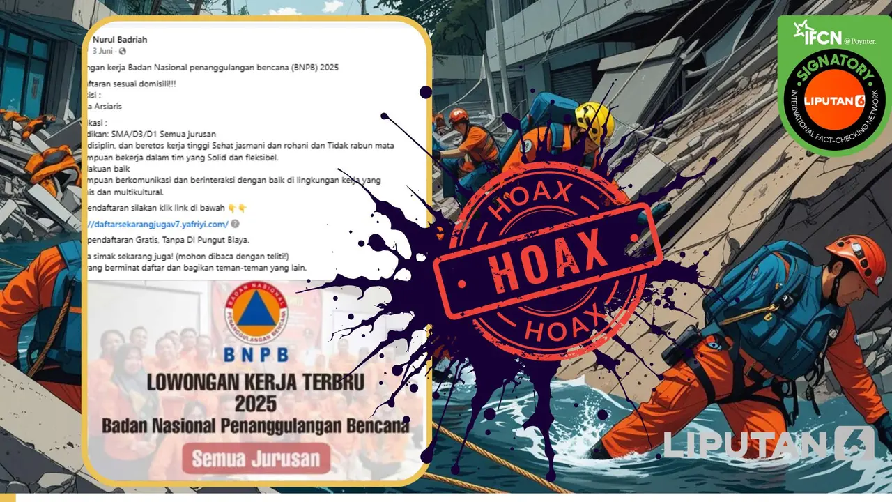 Tangkapan layar hoaks yang mencatut BNPB