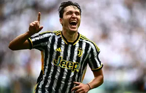 Penyerang Juventus Federico Chiesa dikabarkan menjadi target utama Manchester United pada bursa transfer Januari 2024. (MARCO BERTORELLO / AFP)