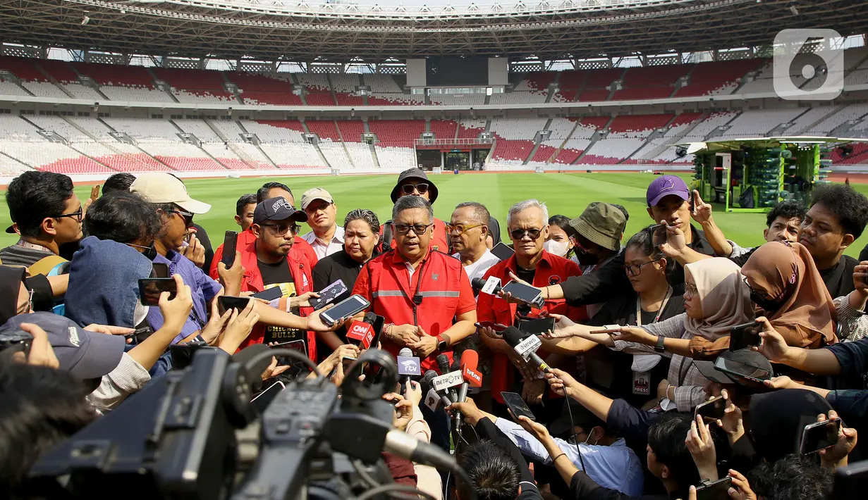 Hasto mengungkapkan bahwa Gelora Bung Karno merupakan tempat yang sangat monumental, yang menggelorakan suatu semangat untuk mewujudkan Games of the New Emerging Forces (Ganefo) di era Pemerintahan Presiden Soekarno. (merdeka.com/Arie Basuki)