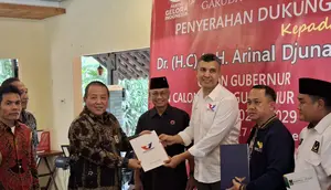 Pasangan calon gubernur dan wakil gubernur, Arinal Djunaidi - Sutono mendapat dukungan dari lima partai non parlemen di Lampung.  Foto : (Liputan6.com/Ardi).