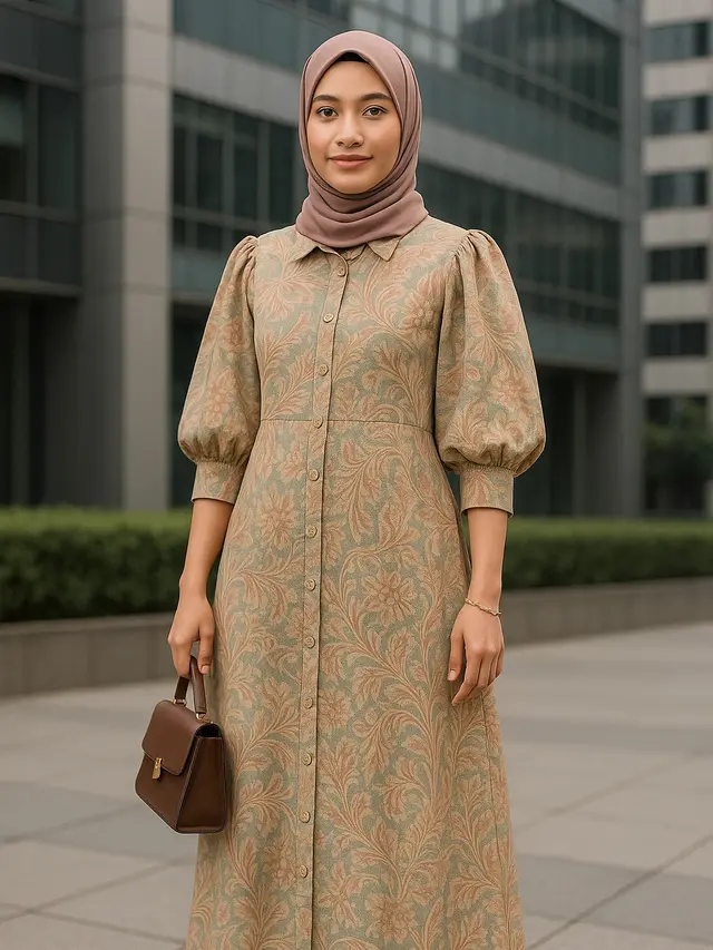 Gamis Batik Kantor Modern (Foto: ChatGPT)