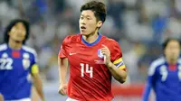 Reaksi kapten Korea Selatan Park Ji-Sung seusai mencetak gol ke gawang Jepang di laga pemanasan PD 2010 di Saitama Stadium, Tokyo, 24 Mei 2010 AFP PHOTO / Kazuhiro NOGI 