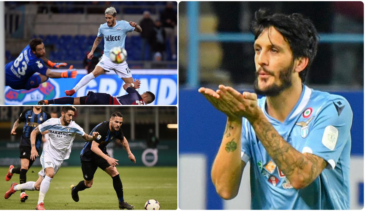 Performa impresif Lazio di musim ini tidak lepas dari peran apik Luis Alberto di barisan lini serang skuat Biancocelesti. Pemain asal Spanyol ini menjadi raja assist di kompetisi Serie-A sebelum ditunda akibat corona. Berikut pesona Luis Alberto raja assist Serie A. (kolase foto AFP)