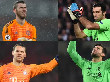 PES 2019 sudah dirilis Agustus tahun lalu. Perubahan statistik pemain tentu menjadi hal yang ditunggu oleh penikmat game Konami tersebut. Terlebih posisi kiper yang menjadi bagian sentral di setiap pertandingan. (Kolase Foto AFP)