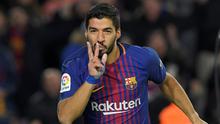 Penyerang Barcelona, Luis Suarez. (AFP/Lluis Gene)