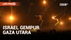 SUAR JATUH DI ATAS JALUR GAZA SAAT ISRAEL MEMBOMBARDIR WILAYAH ITU DALAM PERANG LAWAN HAMAS