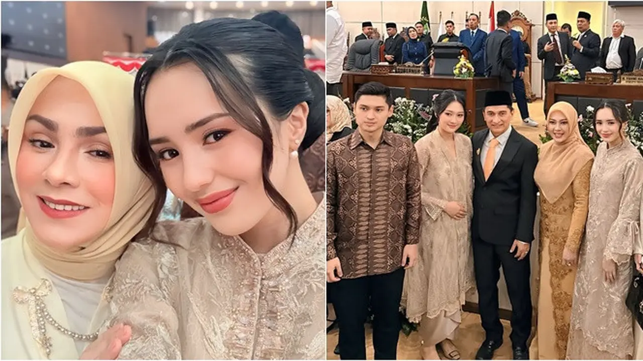 6 Potret Beby Tsabina di Acara Sertijab Ayah Mertua, Menawan Pakai Gamis Krem