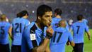 Bintang Uruguay, Luis Suarez mencetak satu gol saat timnya menang telak atas Paraguay 4-0 pada kualifikasi Piala Dunia 2018 Zona Conmebol di Montevideo (7/9/2016) WIB. (AFP/Pablo Porciuncula)