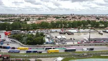 Suasana udara sirkuit Autodromo Enzo e Dino Ferrari, Kamis (18/5/2023) setelah banjir bandang melanda kota Emilia Romagna beberapa hari kemarin. (AFP/Stringer)