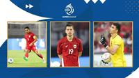 Kiri ke kanan, pemain Timnas Indonesia yang timnya bersaing menjadi juara BRI Super League musim ini: Rizky Ridho, Thom Haye, dan Nadeo Argawinata. (Gemini/Hendry Wibowo/Bola.com)