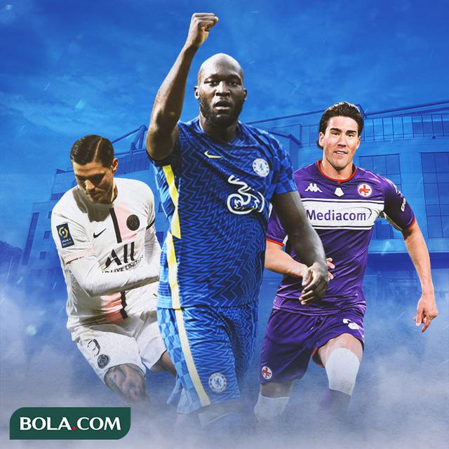 Ilustrasi - Mauro Icardi, Romelu Lukaku, Dusan Vlahovic