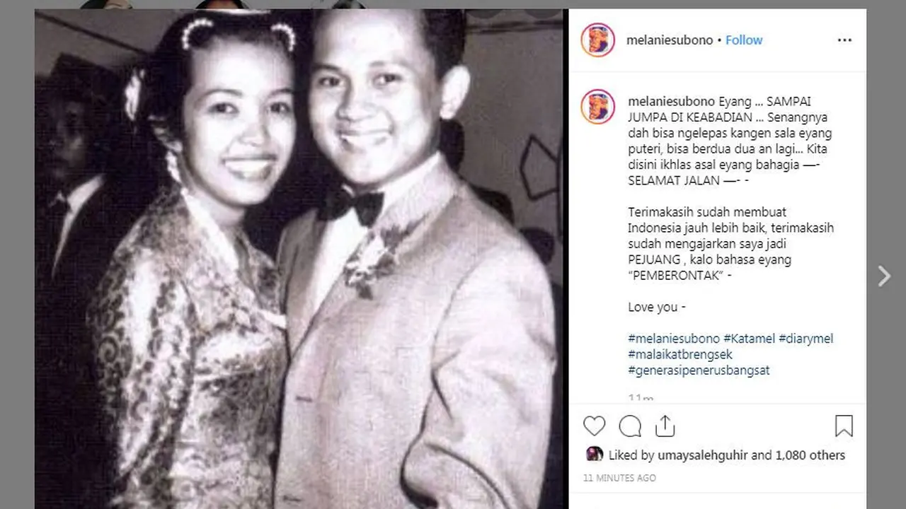 Melanie Subono kabarkan wafatnya Presiden ketiga RI BJ Habibie