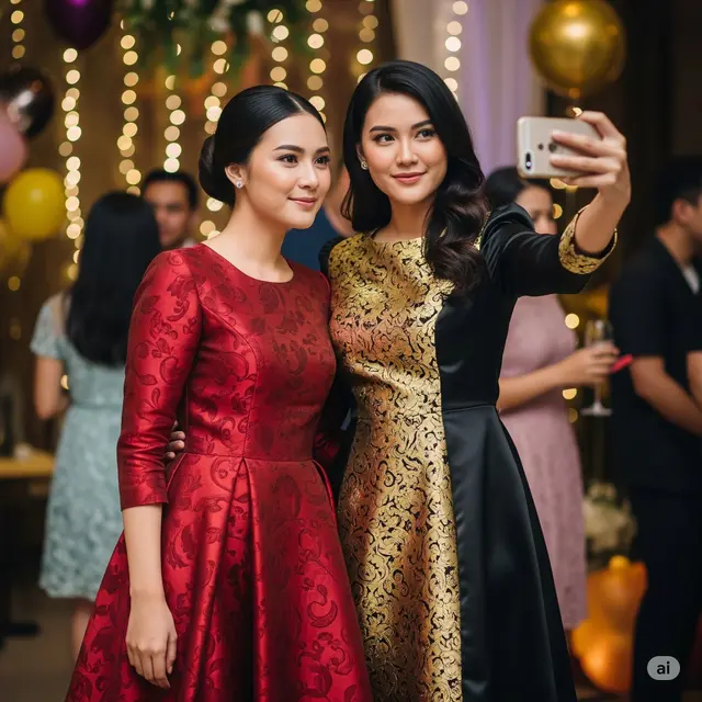 Model Dress Polos Terbaru Kombinasi Brokat yang Elegan untuk Segala Acara. Foto: Gemini