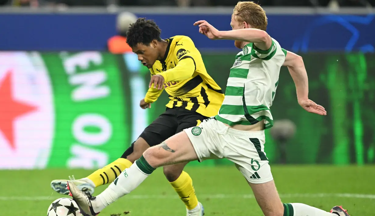 Di babak pertama, Borussia Dortmund sudah unggul 5-1 atas Celtic. (INA FASSBENDER/AFP)