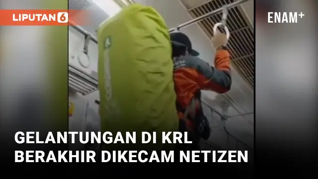 Kacau! Sepasang Pria Gelantungan di Besi Pegangan KRL