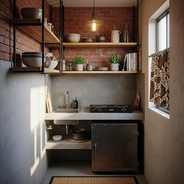 9 Model Dapur Rumah Kecil 1,5x1,5 Meter dengan Rak Sudut Gantung, Solusi Efisien