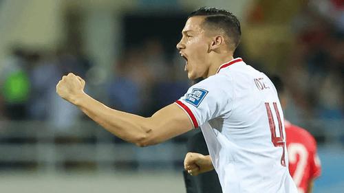 Pemain Timnas Indonesia, Jay Idzes melakukan selebrasi setelah mencetak gol ke gawang Timnas Vietnam pada laga Grup F Kualifikasi Piala Dunia 2026 di My Dinh Stadium, Vietnam, Selasa (26/03/2024). (Dok.PSSI)