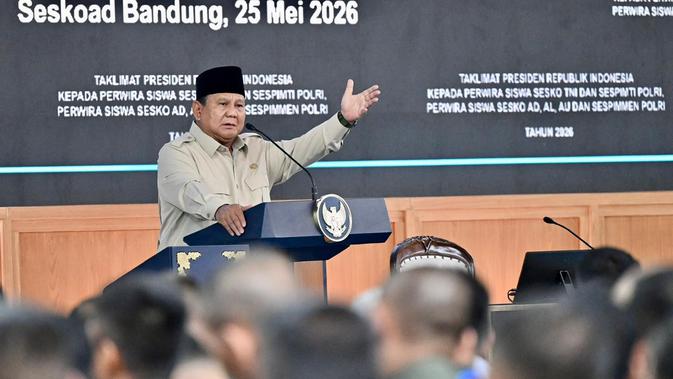 Pesan Prabowo dalam Taklimat untuk Ribuan Siswa Perwira TNI-Polri Seskoad Bandung
