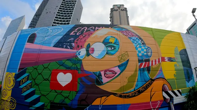 Kolaborasi Seniman Grafiti Indonesia dan Singapura dalam Mural Under The Same Sun