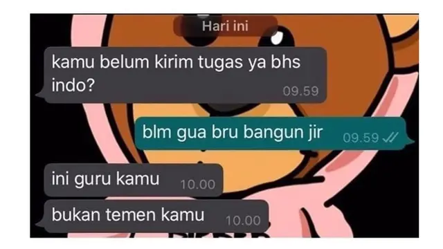 6 Chat Murid Tanya Tugas Ini Nyeleneh, Bikin Geregetan (sumber: Twitter.com/txtdaripelajar)6 Chat Murid Tanya Tugas Ini Nyeleneh, Bikin Geregetan