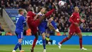 Liverpool turun dengan kekuatan terbaik di laga ini. Curtis Jones membuat The Reds unggul 2-0 lewat golnya di menit ke-33 dan 36. (Tim Goode/PA via AP)