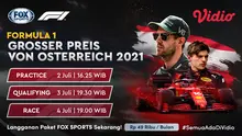 Live streaming Formula 1 Austria dapat disaksikan di FOX Sports melalui platform Vidio. (Dok. Vidio)
