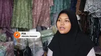 Fia, penjual pakaian di Pasar Tasik, Jakarta.