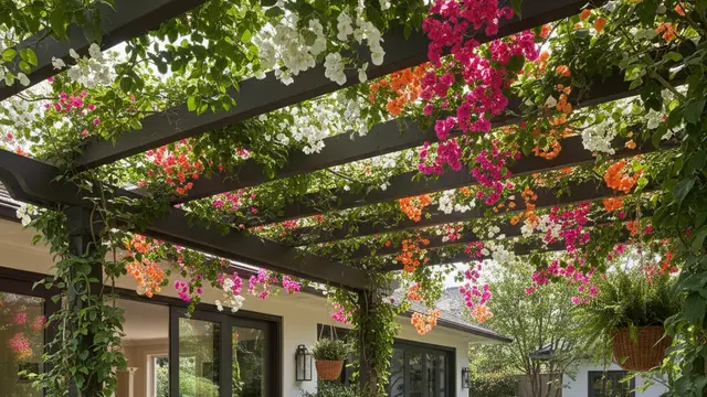 Teras dengan Pergola dan Tanaman Merambat