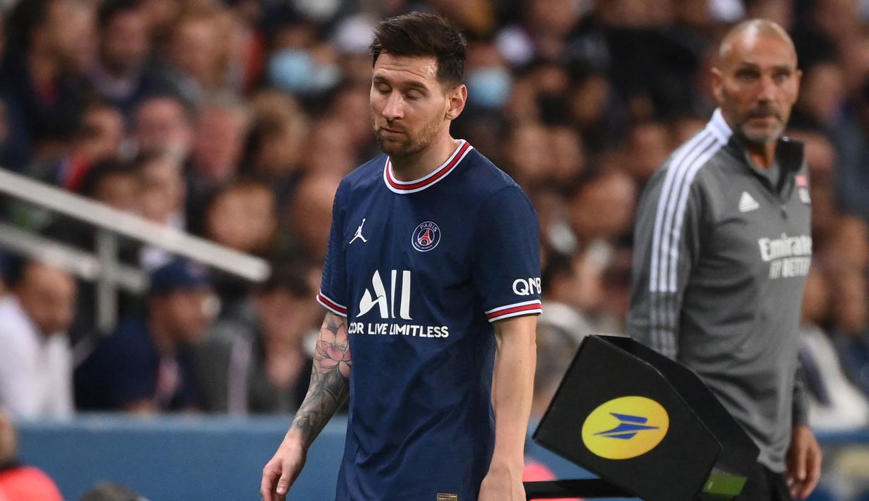 Akurasi umpan Messi juga mencapai 83 persen dan menorehkan tiga dribel sukses. Sayangnya, Lionel Messi masih belum mampu mencetak gol perdana bersama Paris Saint-Germain. (AFP/Frank Fife)