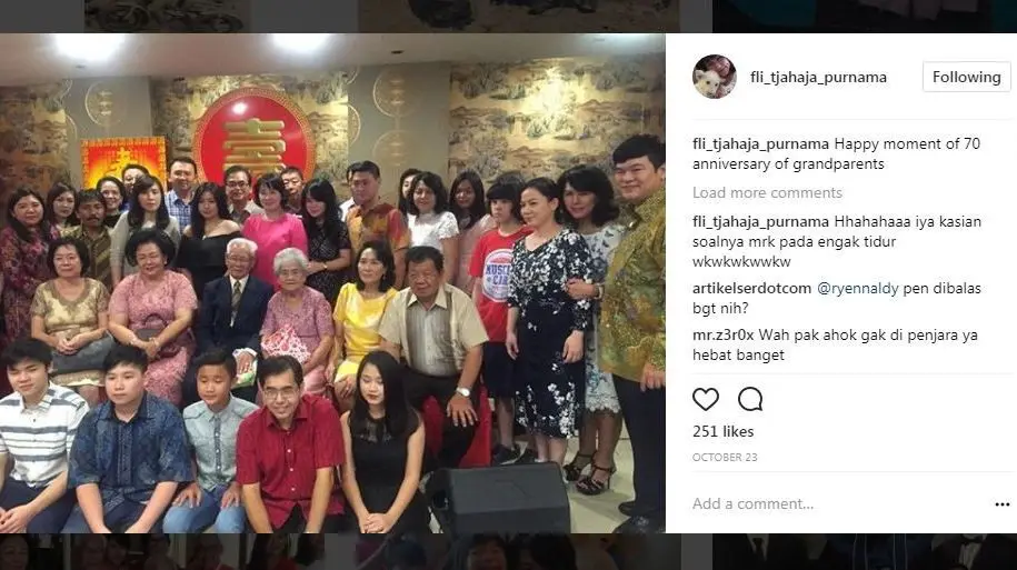 Unggahan adik mantan Gubernur DKI Jakarta, Basuki Tjahaja Purnama atau Ahok, yang membuat heboh netizen. (Instagram Fifi Lety Indra)