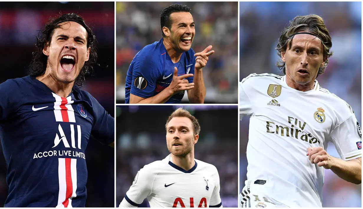 Berikut ini 7 pemain yang kontraknya akan segera berakhir bersama klubnya. Diantaranya adalah Luka Modric, Edinson Cavani dan Christian Eriksen. (Foto Kolase AFP)