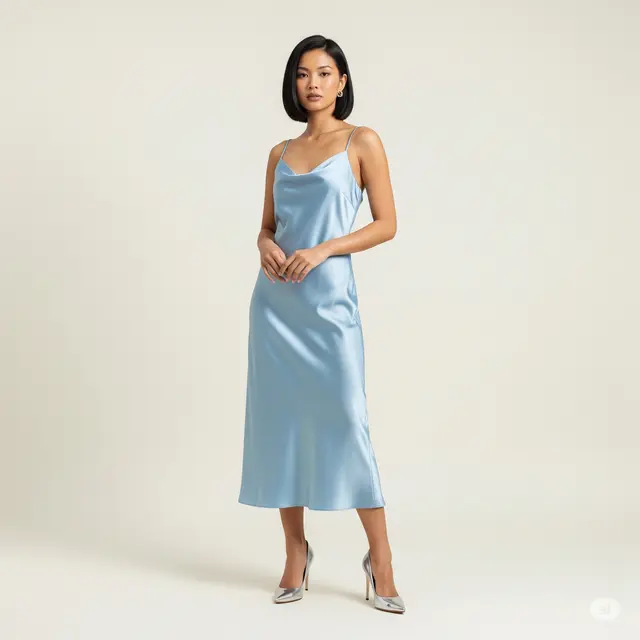 Inspirasi Baju Pesta Satin Slip Dress Pastel yang Memukau.