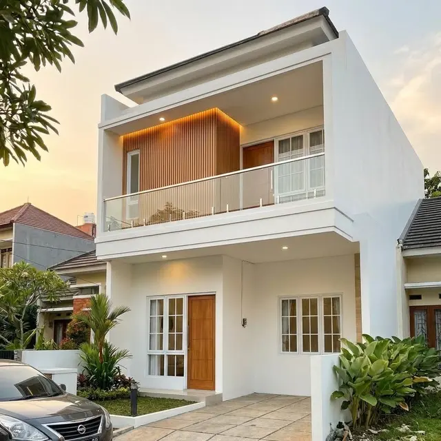 Ilustrasi Rumah Konsep Sentuhan Kayu Hangat