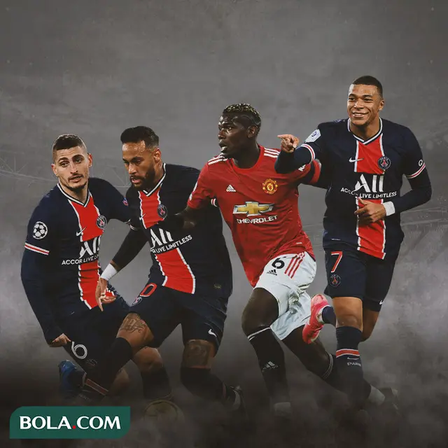 Ilustrasi - Marco Verratti, Neymar, Paul Pogba, Kylian Mbappe