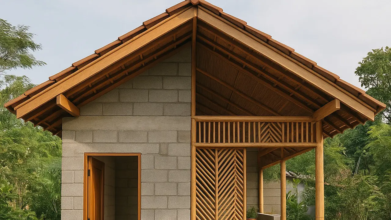 Model Rumah Kecil Tapi Cantik 4x6 Meter dari Batako dan Bambu