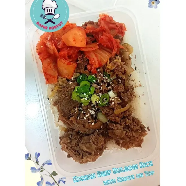 Korean Beef Bulgogi Rice with Kimchi on Top