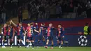 Menang telak atas Borussia Dortmund memantapkan langkah Barcelona di Liga Champions 2024/2025. Pekan depan, Barcelona akan bertandang ke markas Borussia Dortmund untuk melakoni leg kedua babak perempat final Liga Champions 2024/2025. (Josep LAGO/AFP)