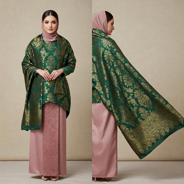 Model Gamis Brokat Kombinasi Satin