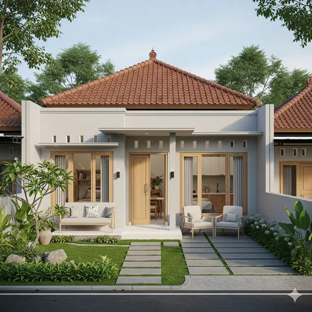 Desain Rumah Sederhana 3 Kamar di Kampung 6x12 Meter. (via Gemini)