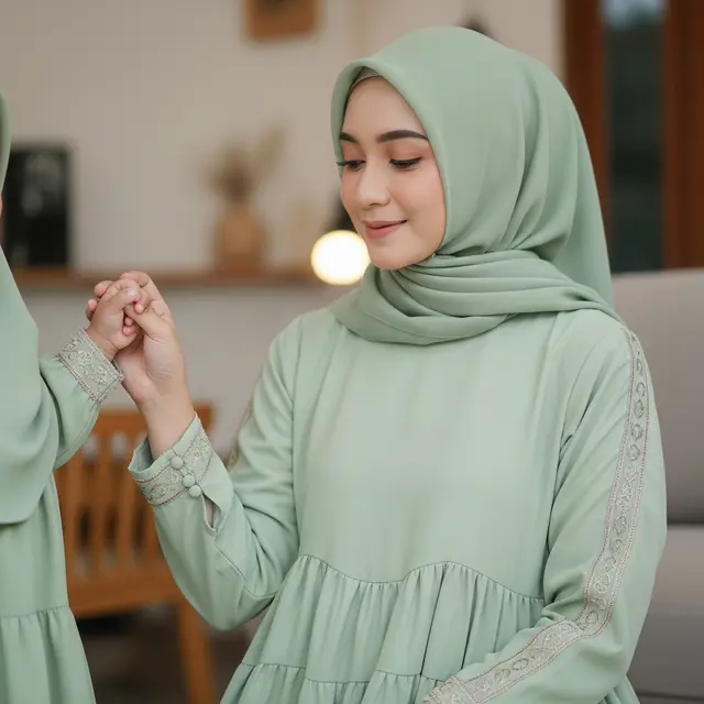 Inspirasi Gamis Warna Lembut untuk Ibu Muda (Image by Gemini AI)