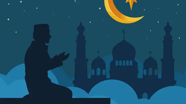 Ilustrasi iktikaf di bulan Ramadan