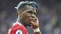 Paul Pogba - Pemain nyentrik ini tak cukup berdaya untuk memenangkan duel di lini tengah melawan gelandang-gelandang The Foxes. Pria asal Prancis itu terlihat kesulitan mengembangkan permainan sehingga tak mampu berkontribusi maksimal untuk lini serang MU. (AP/Rui Viera)