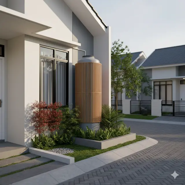 Desain Toren di Depan Rumah Minimalis