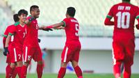 Winger Timnas U-19 Saddil Ramdani merayakan golnya ke gawang Brunei Darussalam, Selasa (31/10/2017). Timnas Indoensia menang 5-0. (AFP / KIM DOO-HO)