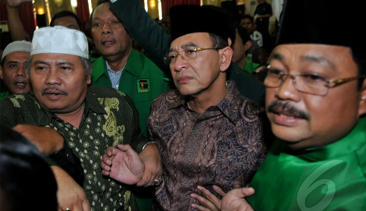  Ketua Umum Partai Persatuan Pembangunan Suryadharma Ali datangi Mukernas PPP di Bogor, Kamis (24/4/2014) (Liputan6.com/Johan Tallo).