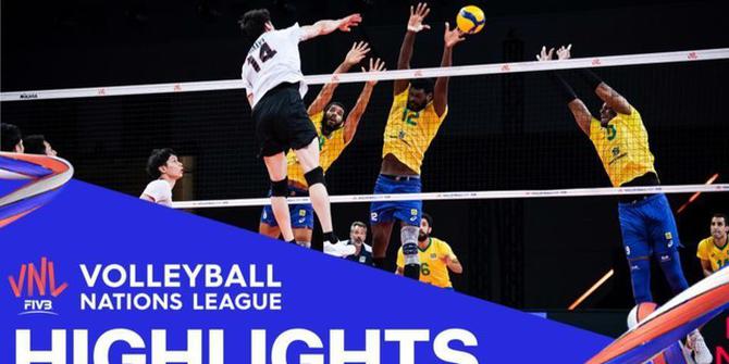 VIDEO: Tim Putra Brasil Kalahkan Jepang dengan Skor Telak 3-0 di Volleyball Nations League Hari Ini