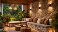7 Desain Teras dengan Tempat Duduk Cor Menyatu Dinding, Hemat Ruang dan Mudah Dirawat