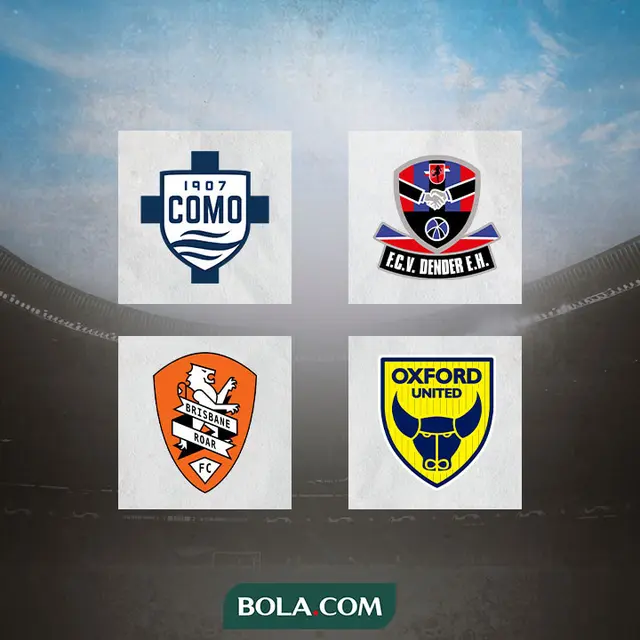 Ilustrasi - Logo Como 1907, FCV Dender, Brisbane Roar, Oxford United